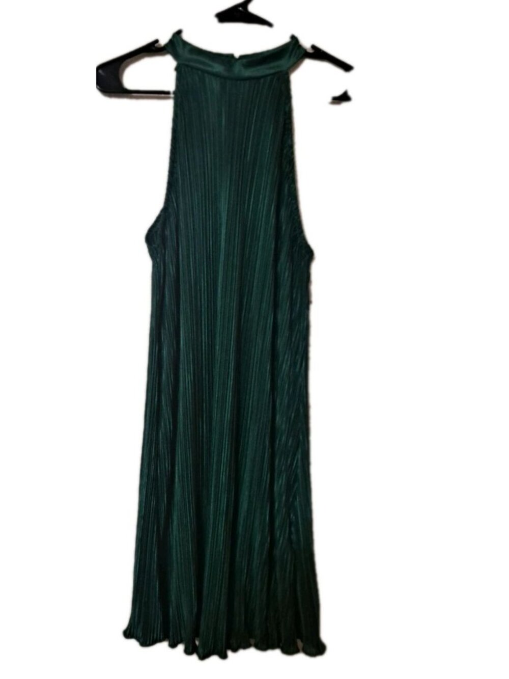 061) Shein‎ Crinkled Halter Green Womens Top Large Sleeveless Holiday